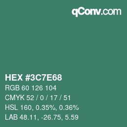 カラーコード: HEX #3C7E68 | qconv.com
