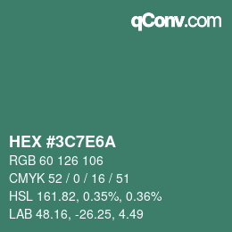 Color code: HEX #3C7E6A | qconv.com