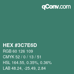 カラーコード: HEX #3C7E6D | qconv.com