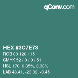 Color code: HEX #3C7E73 | qconv.com