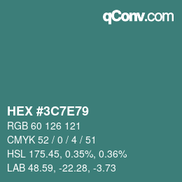 Color code: HEX #3C7E79 | qconv.com