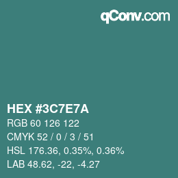 Color code: HEX #3C7E7A | qconv.com