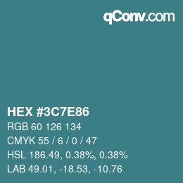 カラーコード: HEX #3C7E86 | qconv.com
