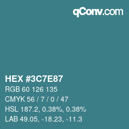 カラーコード: HEX #3C7E87 | qconv.com