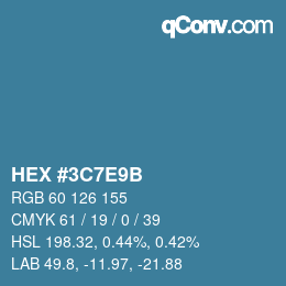 Color code: HEX #3C7E9B | qconv.com