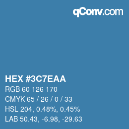 Color code: HEX #3C7EAA | qconv.com