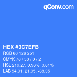 Farbcode: HEX #3C7EFB | qconv.com