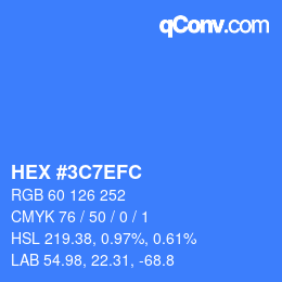 Color code: HEX #3C7EFC | qconv.com