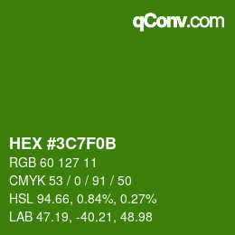 Color code: HEX #3C7F0B | qconv.com