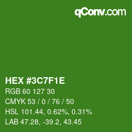 Color code: HEX #3C7F1E | qconv.com