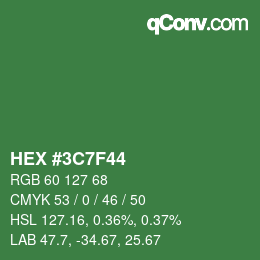カラーコード: HEX #3C7F44 | qconv.com