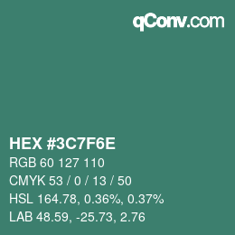 Color code: HEX #3C7F6E | qconv.com