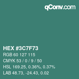 Color code: HEX #3C7F73 | qconv.com