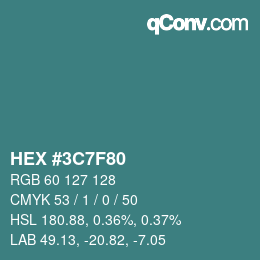 Color code: HEX #3C7F80 | qconv.com
