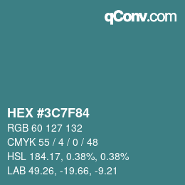 Color code: HEX #3C7F84 | qconv.com