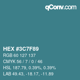 Color code: HEX #3C7F89 | qconv.com