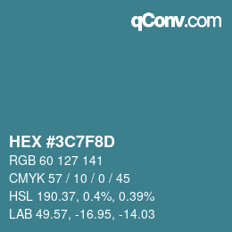 Color code: HEX #3C7F8D | qconv.com