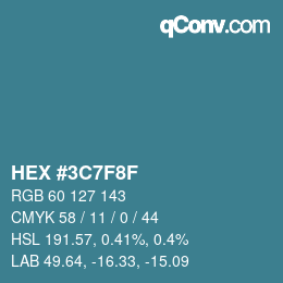 Color code: HEX #3C7F8F | qconv.com