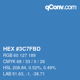 Color code: HEX #3C7FBD | qconv.com