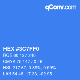 Color code: HEX #3C7FF0 | qconv.com