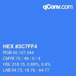 カラーコード: HEX #3C7FF4 | qconv.com