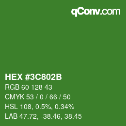 Color code: HEX #3C802B | qconv.com