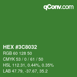Color code: HEX #3C8032 | qconv.com