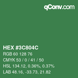 Color code: HEX #3C804C | qconv.com