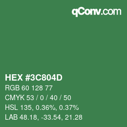 Color code: HEX #3C804D | qconv.com