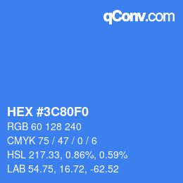 カラーコード: HEX #3C80F0 | qconv.com