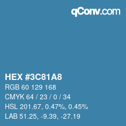 カラーコード: HEX #3C81A8 | qconv.com