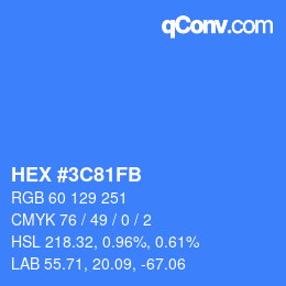 Color code: HEX #3C81FB | qconv.com