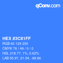 カラーコード: HEX #3C81FF | qconv.com