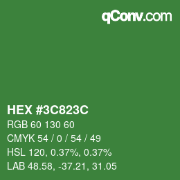 Color code: HEX #3C823C | qconv.com