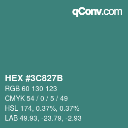 Color code: HEX #3C827B | qconv.com