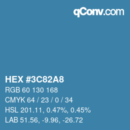 カラーコード: HEX #3C82A8 | qconv.com