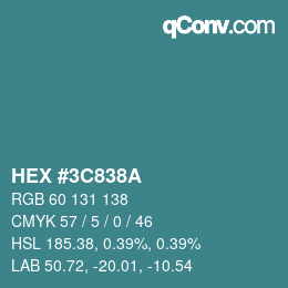 Color code: HEX #3C838A | qconv.com
