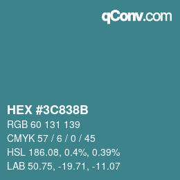 Color code: HEX #3C838B | qconv.com