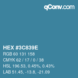 Color code: HEX #3C839E | qconv.com