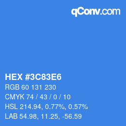 Color code: HEX #3C83E6 | qconv.com