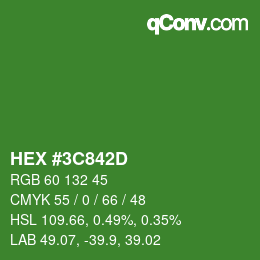 Color code: HEX #3C842D | qconv.com