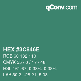 Color code: HEX #3C846E | qconv.com