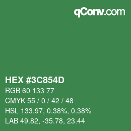 Color code: HEX #3C854D | qconv.com