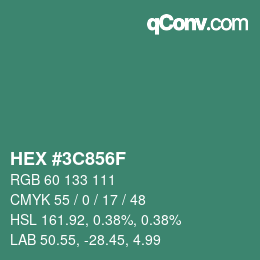 Color code: HEX #3C856F | qconv.com