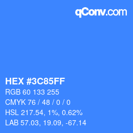 Color code: HEX #3C85FF | qconv.com