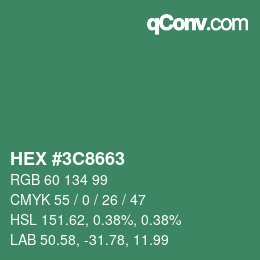 Color code: HEX #3C8663 | qconv.com