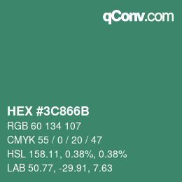 Color code: HEX #3C866B | qconv.com