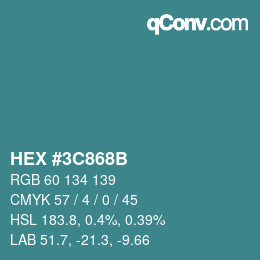 Color code: HEX #3C868B | qconv.com