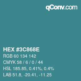 Color code: HEX #3C868E | qconv.com