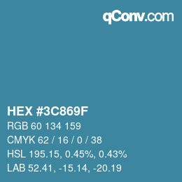 颜色代码: HEX #3C869F | qconv.com